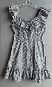 Chelsea & Violet Women’s Small Denim Eyelet Floral Summer Sun Dress Cottage Core - Picture 1 of 11