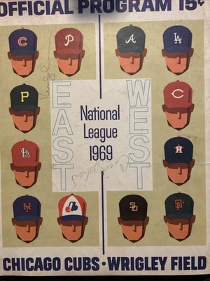 1969 Chicago Cubs Program with Autograph  - Image 1 of 2