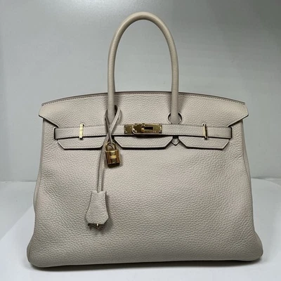 Hermès Birkin 35- Cuero Clemence con herrajes de color dorado Foto 1 de 4