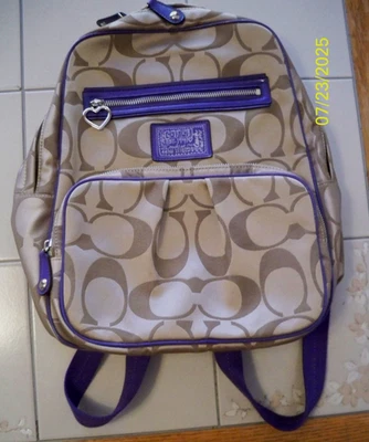Coach Gold & Purple Poppy Daisy Signature Backpack No K1260 F20046 NICE - Image 1 of 4
