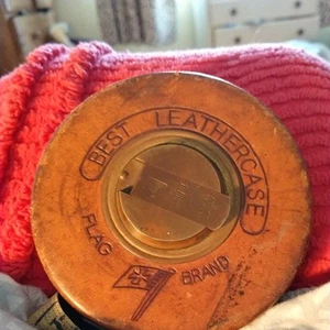 Vintage Leather Bound 33ft Tape Measure Brass Winder - Picture 1 of 2