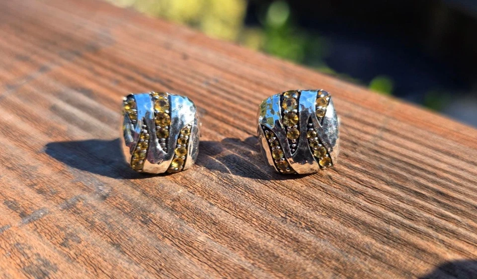 PENDIENTES JAI JOHN HARDY PLATA ESTERLINA 925 CITRINO RAYAS TIGRE 9G Foto 1 de 1