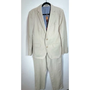 BONOBOS Tuta Baird McNutt Uomo Beige Lino Cotone 2 Pezzi Pantaloni 33x28 Giacca 38R - Foto 1 di 13