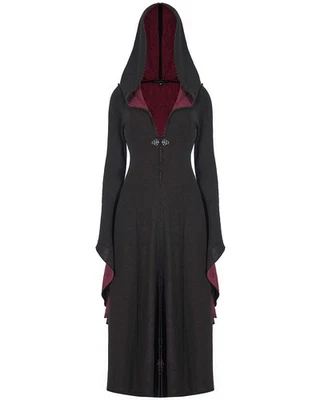 Punk Rave Womens Long Gothic Cloak Jacket Black Red Rose Lace Applique Vampire - Image 1 of 4