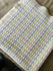 Crochet Blanket Handmade Pastel Colors 30x30 - Picture 1 of 7