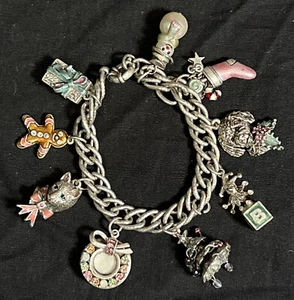 Pulsera con dije de villancico vintage dulce romance corona árbol muñeco de nieve vacaciones - Imagen 1 de 15
