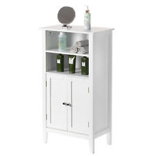 White Bathroom Storage Cabinet with 2 Doors and 2 Open Shelves for Bedroom