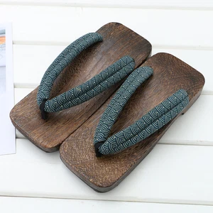 Japanese Men's Wooden Geta Sandals Samurai Yukata Kimono Shoes Yabane US7-11.5
