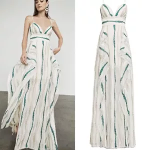 BCBGMAXAZRIA Lilian Elfenbein Combo gefütterter Tüll Freizeit Maxikleid Gr. 10 - Bild 1 von 12