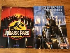 Sega Game Gear Game Poster Batman Returns, Jurassic Park Good To Fair Condition