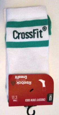 Reebok Crossfit Men's Crew Socks, New Whit Green Sport Running Training Sz 7-8.5 - Image 1 of 3