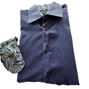Camisa Inserch Icon Para Hombre Talla XL Jacquard Algodón Púrpura Rayas Puño en Contraste LS - Imagen 1 de 8