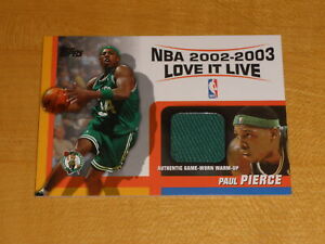 2002-03 Topps Love it Live #LLR-PP Paul Pierce Game-Worn Warm-Up Jersey