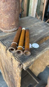 Set of 3 Vintage Wooden Textile Spools – Red, White & Blue Ends - Picture 1 of 3