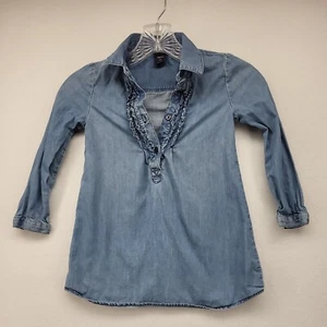 GAP KIDS Girl's Top Blue XS X-Small Cotton Chambray Pullover Shirt Casual - Picture 1 of 17