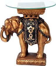 Katlot Maharajah Elephant Indian Glass Topped Side Table, 8in W, 18in D, 22in H