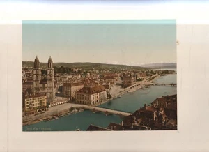 TWO HISTORICAL PHOTOS , 1897 , colour , ZURICH PANORAMAS - Picture 1 of 3