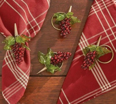 Park Designs Grape Cluster Mason Reserve Napkin Rings ~~ Set of 4 ~~ NEW - Image 1 of 2