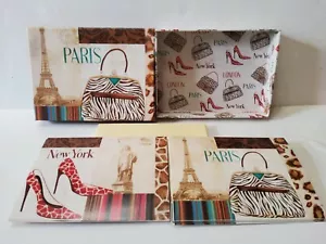 Juego de 11 tarjetas de agradecimiento en blanco Paris New York diseño tricostero - Imagen 1 de 4
