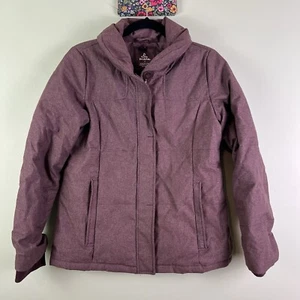 Prana Jasmine Small Maroon Puffer Collared Goose Down Zip Up Snap Winter Jacket - Picture 1 of 6