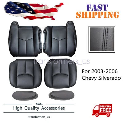 Cubierta de asiento delantero negra para Chevy Silverado 1500 2500 3500 2003 2004 2005 2006 Foto 1 de 4