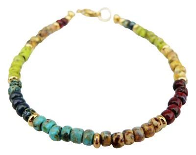 zartes Armband Rondelle Picasso Perle Glas mehrfarbig bunt multicolor 24k 038a - Bild 1 von 4