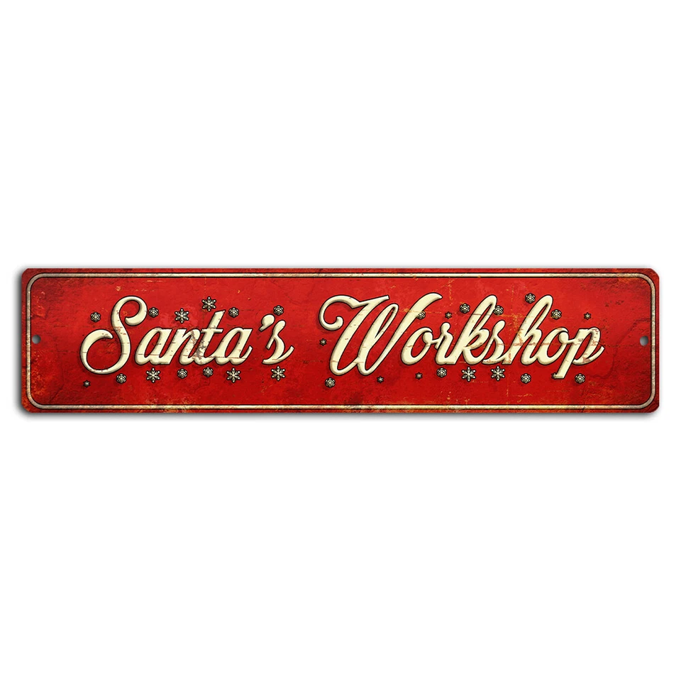Santas Workshop Street Sign - Vintage Christmas Decor - Image 1 of 1