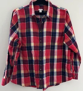 LL Bean Flannel Red Plaid Button Up, 100% Cotton, XL, English Countryside Barn - Picture 1 of 4