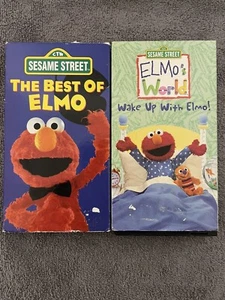 Lot Of 2 Sesame Street VHS The Best Of Elmo & Elmos World Wake Up With Elmo! - Picture 1 of 5