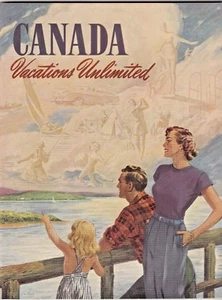 FOLLETO DE OFICINA DE VIAJES DEL GOBIERNO CANADIENSE DE VACACIONES ILIMITADAS - 1951 - Imagen 1 de 9