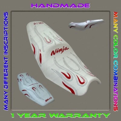 CUSTOM Seat Cover KAWASAKI NINJA ZX-14(ZZR1400) 06-11 fire white+red-gloss+black - Image 1 of 4