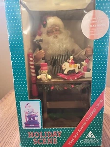 Holiday Creations Scene SANTA CLAUS Toy Workbench Musical Lighted - Picture 1 of 3