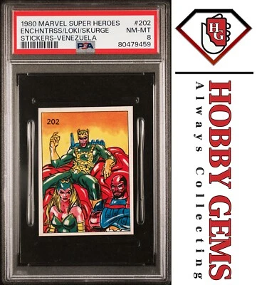 LOKI ENCHANTRESS PSA 8 1980 Marvel Super Heroes Sticker Venezuela #202 - Image 1 of 2
