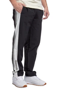 Reebok Men Ivy League Colorblocked Crinkled Track Pants Black Size 2XL - Picture 1 of 2