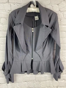 ART Ateliers Rare Toggery Gray Zip Stretch Jacket Size 8 Medium LKNW - Picture 1 of 8