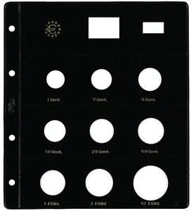 PARDO 1720 HOJA NUMIS MONEDAS SERIE EURO 9 ALOJAMIENTOS 8+12 EURO PLATA - Imagen 1 de 1