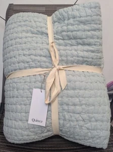 Quince European Linen Cotton Stitch Quilt 2PC Set Color Mist Size Twin -NEW- - Picture 1 of 7