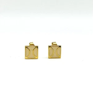 Square Clip On Earrings Gold Tone Geometric Statement Earrings - Picture 1 of 3
