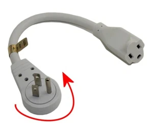 Cable de extensión de 6 pulgadas con enchufe giratorio plano de 360 grados blanco - Imagen 1 de 1