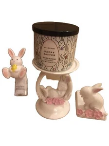 EASTER ~ NAPPING BUNNY ~ 3-Wick Candle Holder ~ Bath & Body Works 4 Piece Set - Picture 1 of 9