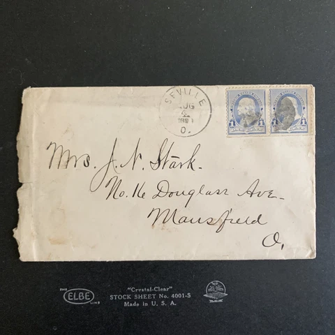 61707 USA Stamps 1891 Pair Scott #219 1c Cover To Mausfield OHIO Very Nice Cover