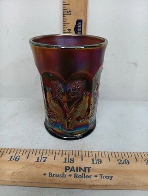 Northwood Singing Birds Amethyst Carnival Glass Tumbler - Image 1 of 4
