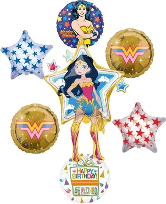 Suministros de fiesta de cumpleaños para mujer maravilla superhéroe globo ramo decoraciones Foto 1 de 4