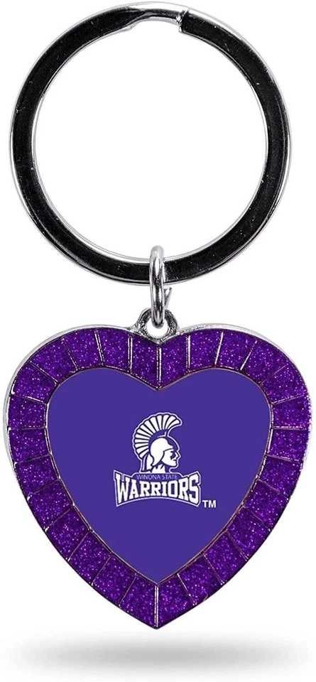 Winona State Keychain Rhinestone Heart Decal Emblem Team Color University of - Image 1 of 1