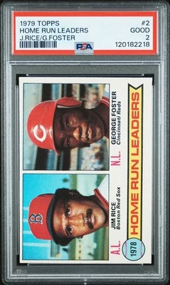 1979 Topps #2 - HOME RUN LEADERS - RICE/FOSTER - PSA 2 !?!? - Image 1 of 2