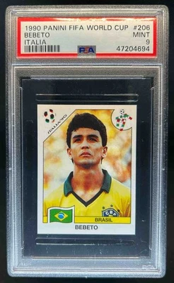 1990 Panini Italia '90 World Cup Stickers Bebeto #206 Brazil PSA 9 - Image 1 of 2