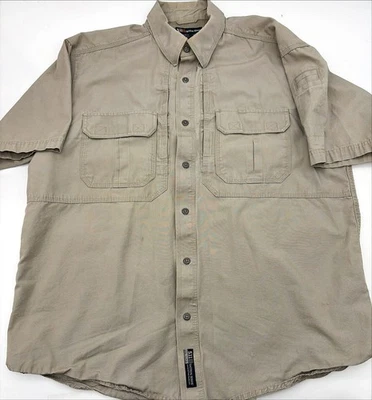 5.11 Tactical Shirt Mens L Canvas Short Sleeve Vented Khaki Concealed 71152 - Image 1 of 4