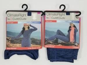 Cuddl Duds Climate Right Women’s Legging Shirt Base Layer Plush Warmth XS Navy - Picture 1 of 2