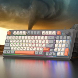 RGB Gaming Keyboard 94 Keys Ergonomic Computer Keyboard for Gray White - Picture 1 of 4
