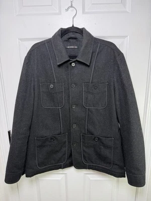 John Varvatos Black Charcoal 4-Pocket Wool Button Shirt Jacket Chore Coat Sz M - Image 1 of 4